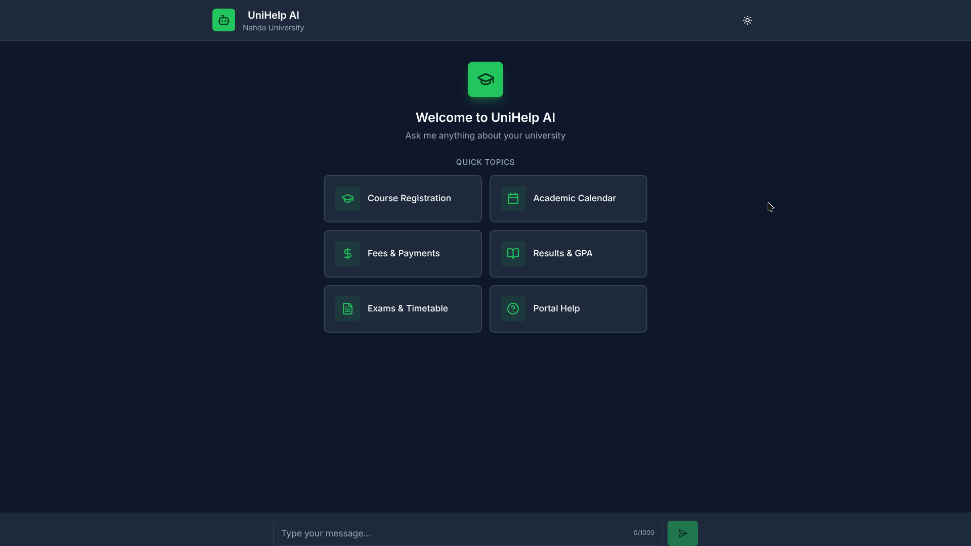 Project Screenshot - UniHelp AI